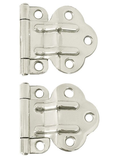 Solid-Brass McDougal Offset Cabinet Hinges - 1 3/4 inch x 2 inch in Polished Nickel.